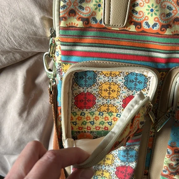 Multicolor Patterned Women's Laptop Bag some wearing shown pictures. - Picture 7 of 10